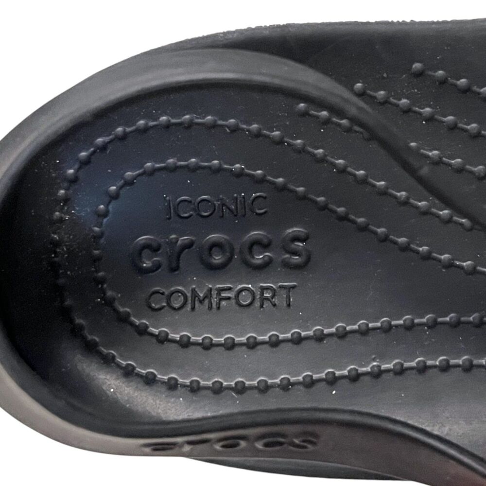 Crocs Serena Embellish Flip Black Floral Thong Sandals Comfort Women's 8 - Picture 10 of 12